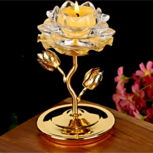 Bougeoir en cristal style lotus chinois LFB479