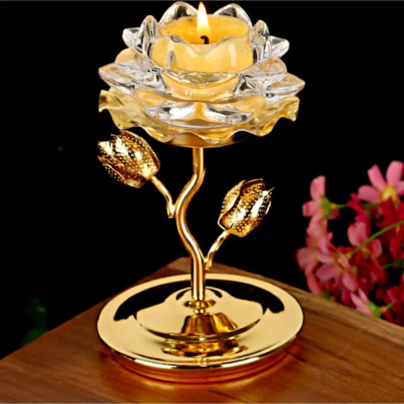 Bougeoir en cristal style lotus chinois LFB479