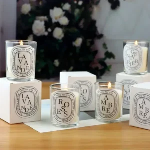 Bougie parfumée transparente en pot pour mariage