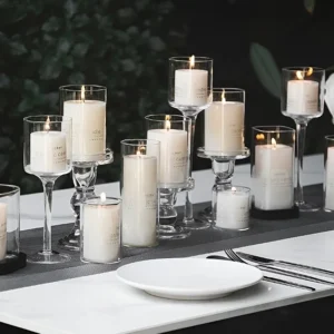Ensemble de 3 bougeoirs en verre pour décoration de table