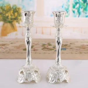 Lot de 2 bougeoirs décoratifs européens plaqués or