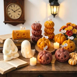 Bougie parfumée fantôme citrouille pour Halloween