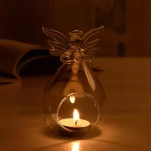 Bougeoir en verre en forme d’ange pour bougie chauffe-plat