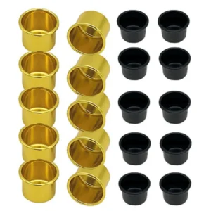 Lot de 10 coupelles à bougie en aluminium or, noir ou argent