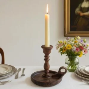 Bougeoirs en bois vintage faits main