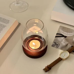Bougeoirs ronds transparents en verre avec couvercle
