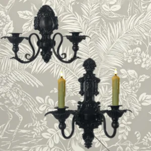Appliques bougeoirs murales vintage en fer