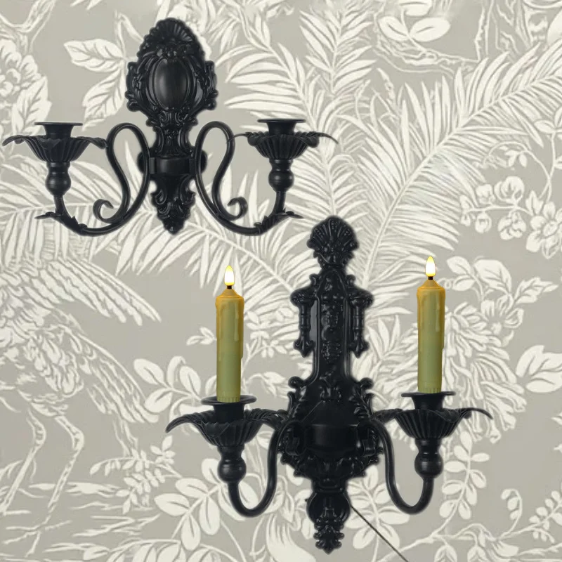 Appliques bougeoirs murales vintage en fer