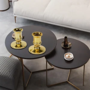 Lot de 2 bougeoirs coniques argent et or