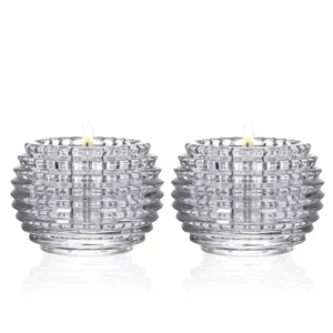 Bougeoirs ronds en verre, lot de 2