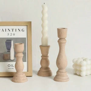 Bougeoirs en bois inachevé pour bougie pilier
