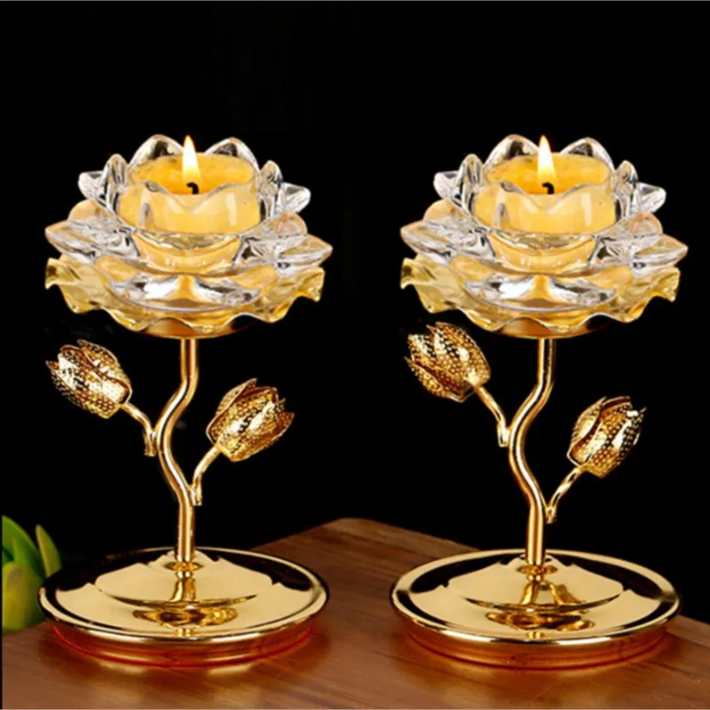 Bougeoir en cristal style lotus chinois LFB479 – Image 2
