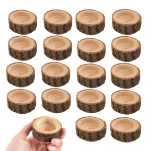 Bougeoirs en bois pour bougies chauffe-plat – 12 ou 24 pièces
