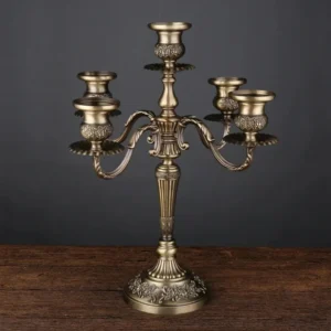 Bougeoir vintage en métal finition bronze, 3 ou 5 bras