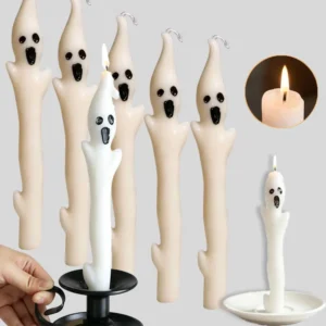 Bougie fantôme à tige longue pour Halloween – 1, 2 ou 3 pièces