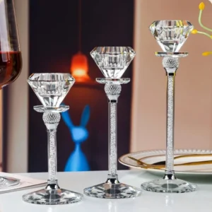 Lot de 3 bougeoirs en verre, tailles L, M et S