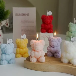 Bougie parfumée ours rose en cire de soja