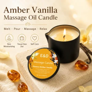 Bougie d'huile de massage parfumée et d'aromathérapie