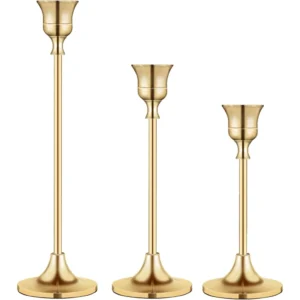 Lot de 3 chandeliers vintage en métal style trompette
